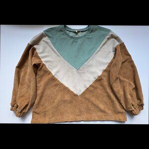 Entro Color Block Corduroy Pullover